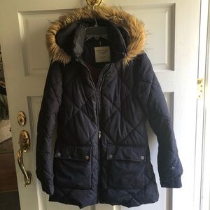 Tommy Hilfiger Faux Fur Trim Hooded Puffer Coat